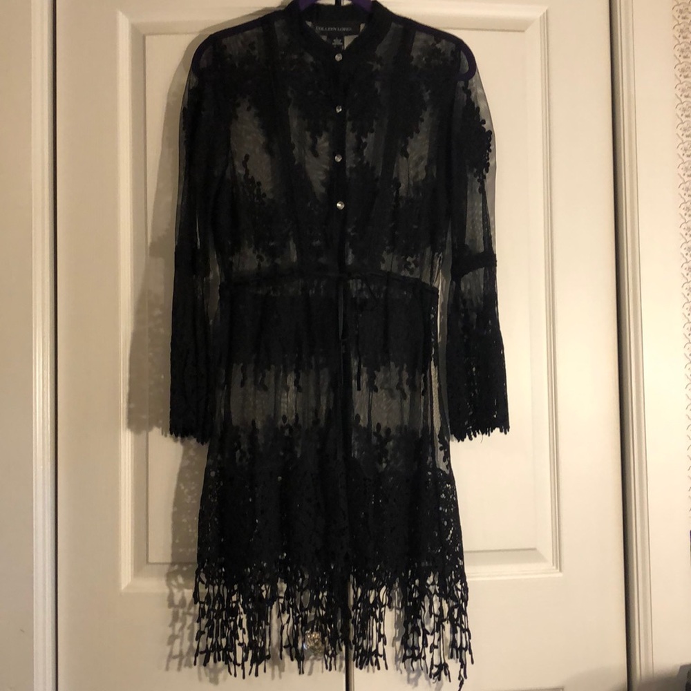 Colleen Lopez Black Mesh Duster